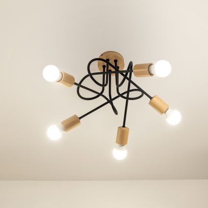 Таванен полилей OXFORD 5xE27/15W/230V бор/черен