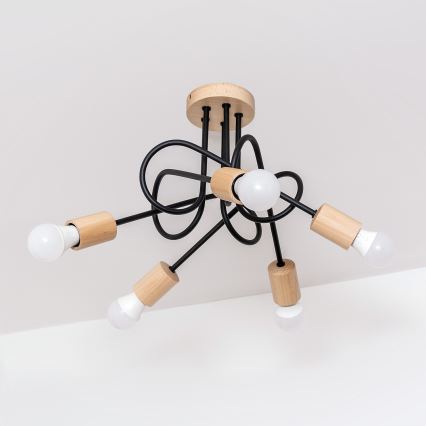 Таванен полилей OXFORD 5xE27/15W/230V бор/черен