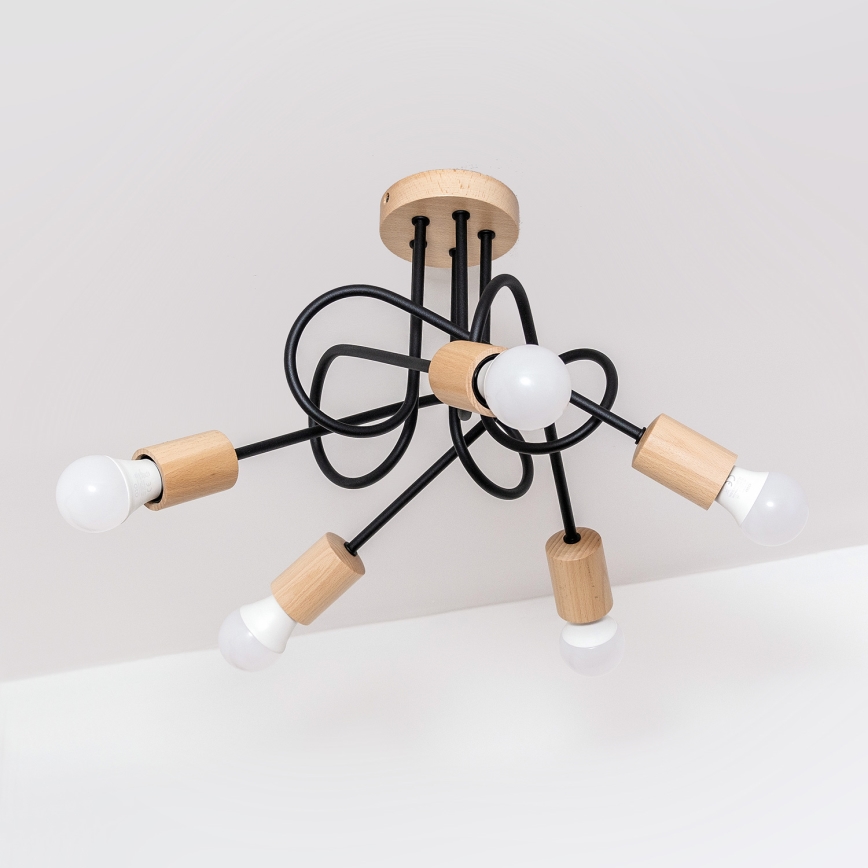 Таванен полилей OXFORD 5xE27/15W/230V бор/черен