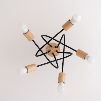 Таванен полилей OXFORD 5xE27/15W/230V бор/черен