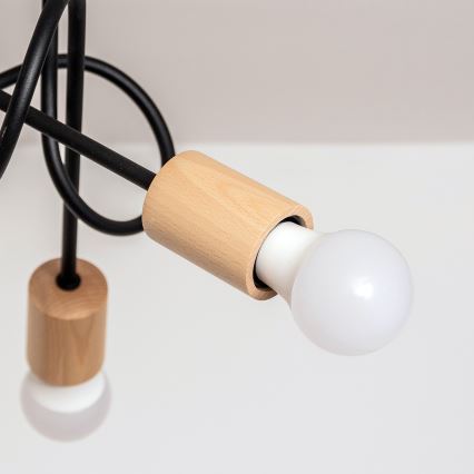 Таванен полилей OXFORD 5xE27/15W/230V бор/черен