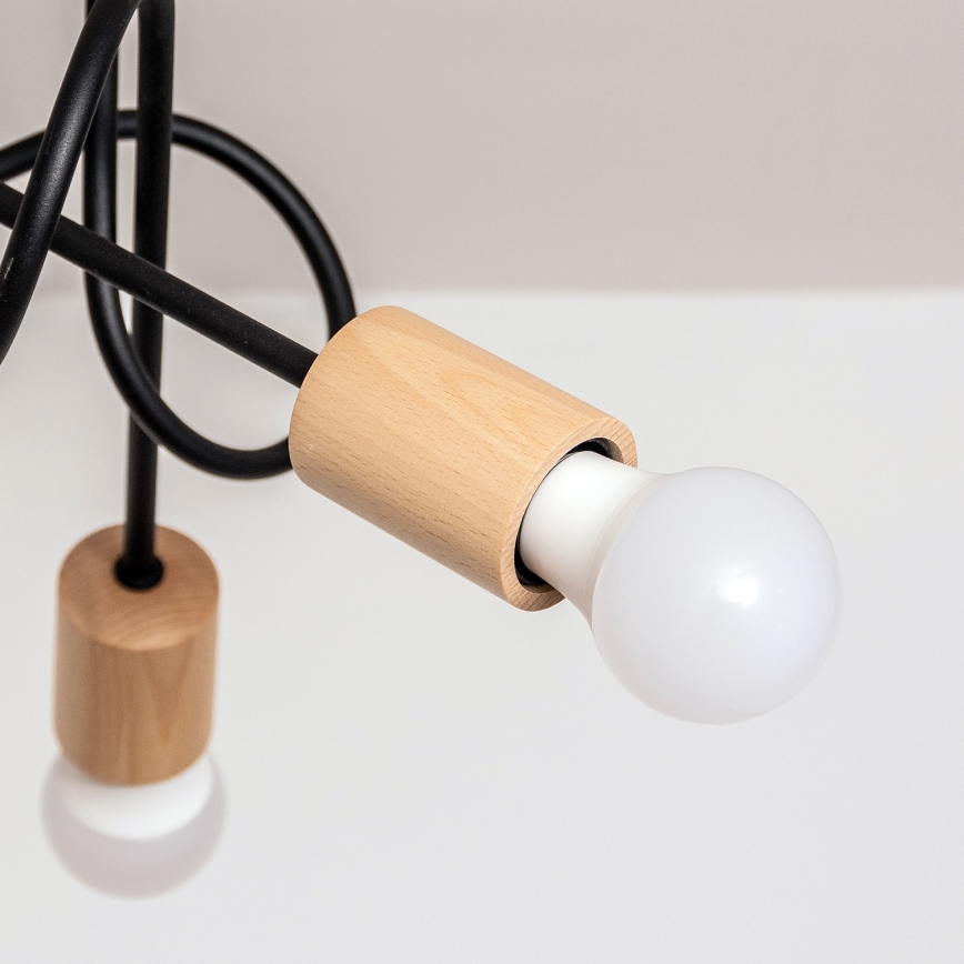 Таванен полилей OXFORD 5xE27/15W/230V бор/черен