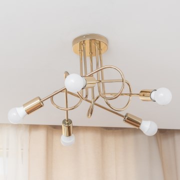 Таванен полилей OXFORD 5xE27/15W/230V златист