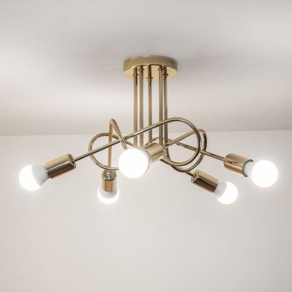 Таванен полилей OXFORD 5xE27/15W/230V златист