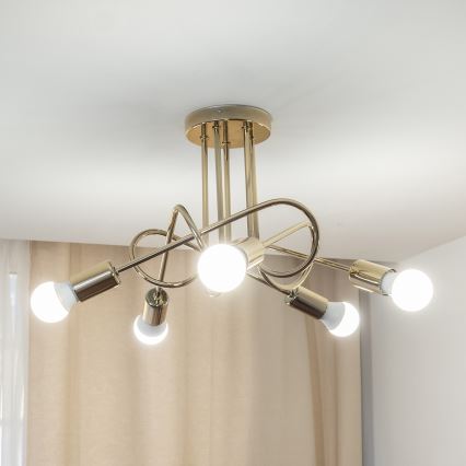 Таванен полилей OXFORD 5xE27/15W/230V златист