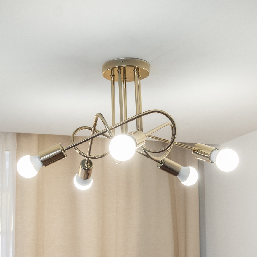 Таванен полилей OXFORD 5xE27/15W/230V златист