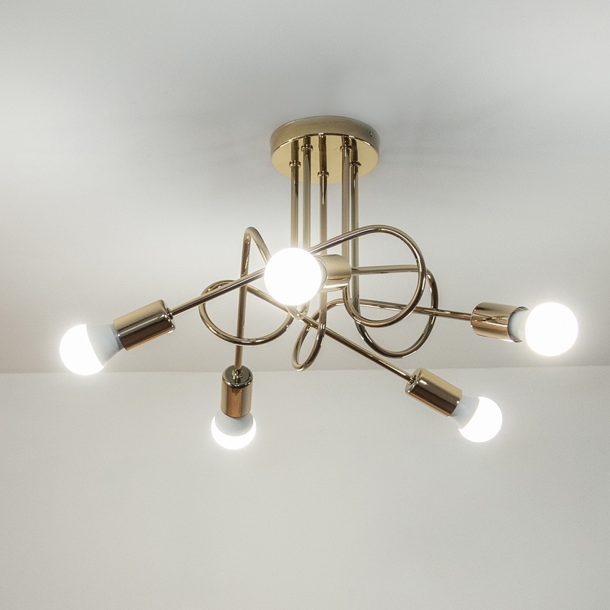 Таванен полилей OXFORD 5xE27/15W/230V златист