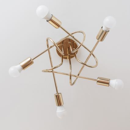 Таванен полилей OXFORD 5xE27/15W/230V златист