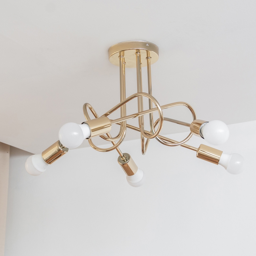 Таванен полилей OXFORD 5xE27/15W/230V златист