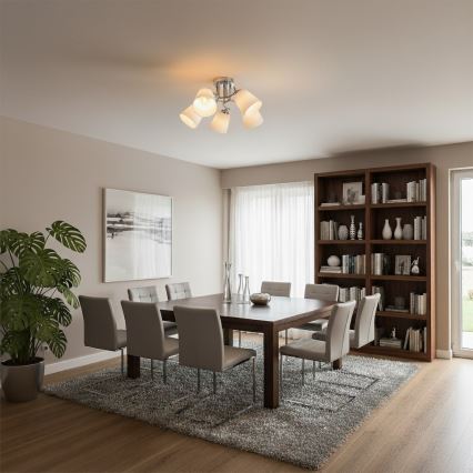 Таванен полилей PAFOS 5xE27/15W/230V, лъскав хром