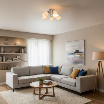 Таванен полилей PAFOS 5xE27/15W/230V, лъскав хром