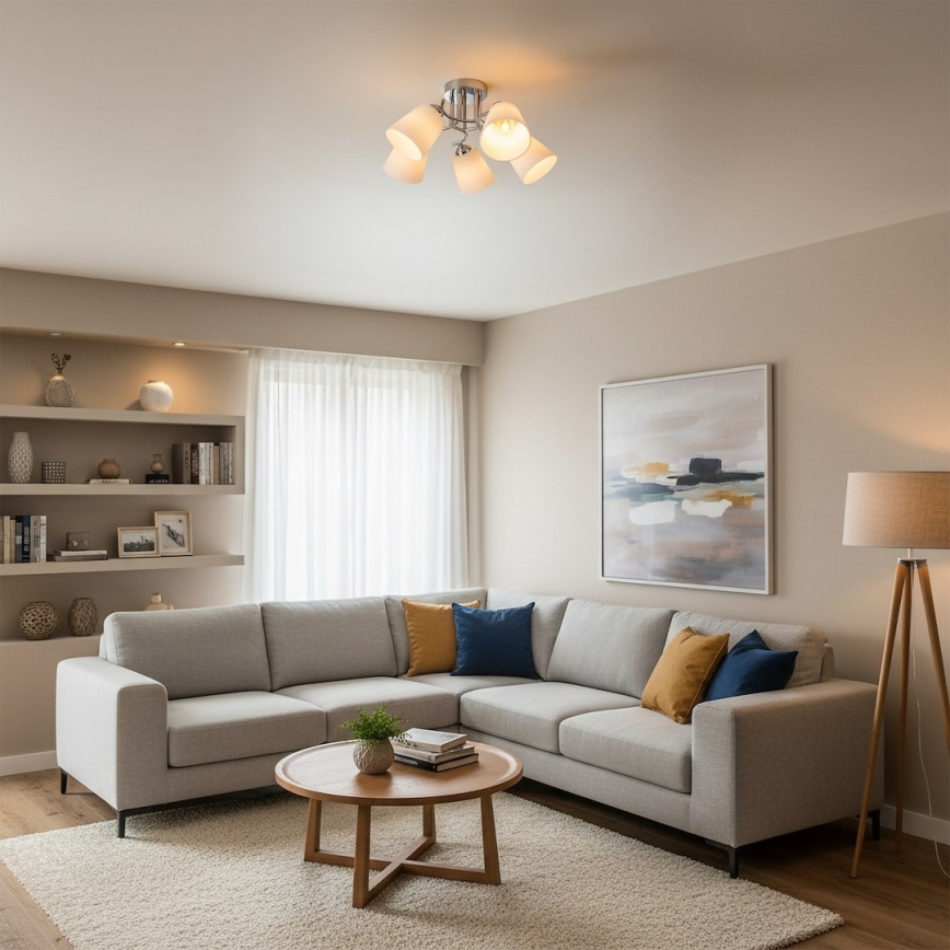 Таванен полилей PAFOS 5xE27/15W/230V, лъскав хром