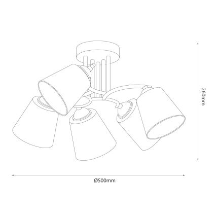 Таванен полилей PAFOS 5xE27/15W/230V, лъскав хром