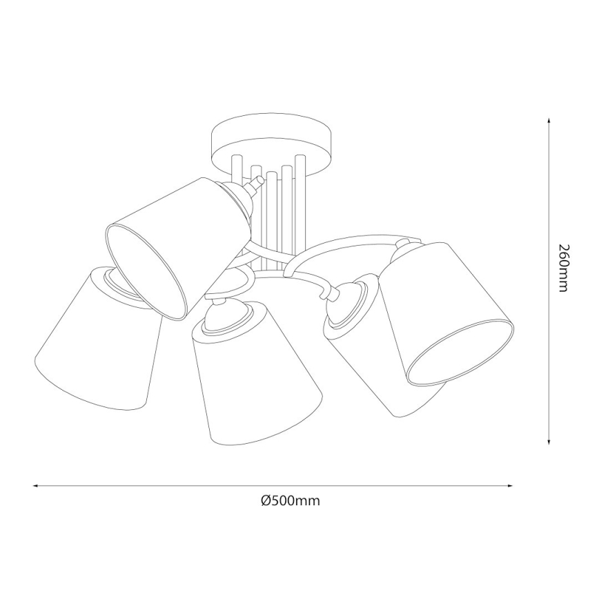 Таванен полилей PAFOS 5xE27/15W/230V, лъскав хром