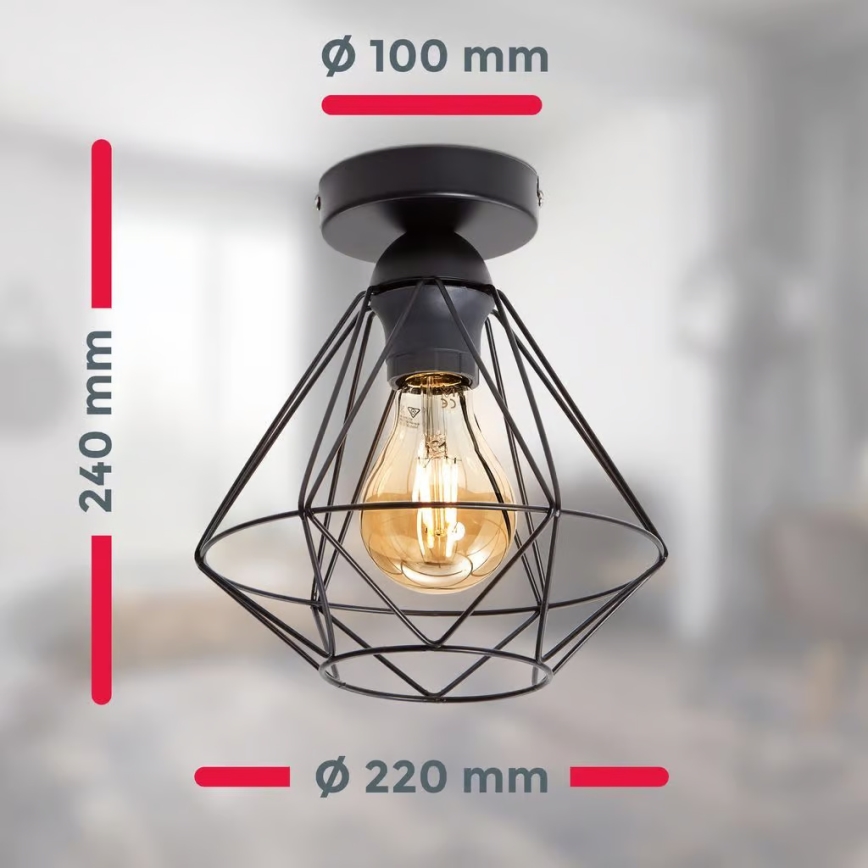 Tаванно осветително тяло 1xE27/40W/230V, черно