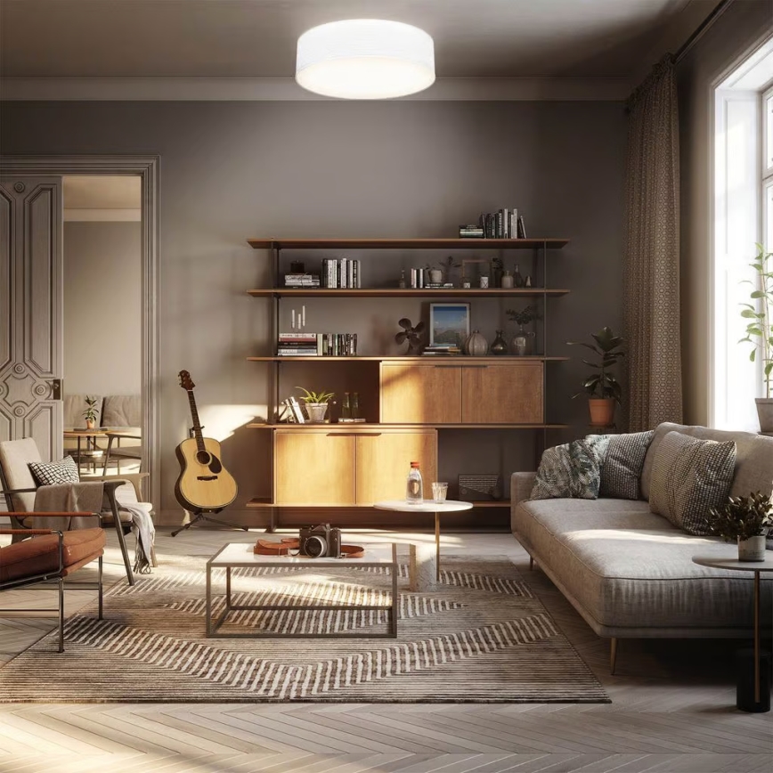 Таванно осветително тяло 2xE27/40W/230V Ø 38 см бяло