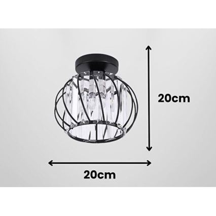 Таванно осветително тяло BELLA 1xE27/40W/230V Ø 20 см черно