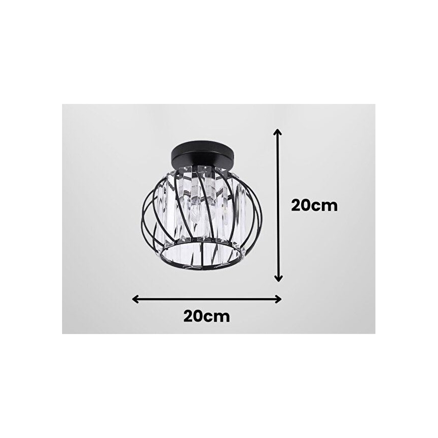 Таванно осветително тяло BELLA 1xE27/40W/230V Ø 20 см черно