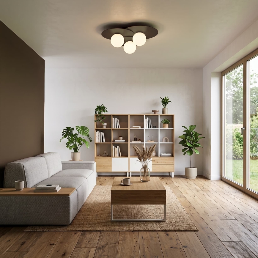 Таванно осветително тяло FLAT 3xE27/15W/230V 55x60 cm кафяво