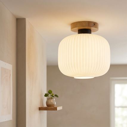 Таванно осветително тяло HARMA WOOD 1xE27/15W/230V дъб/бял Ø 25 см
