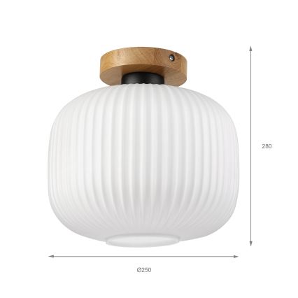 Таванно осветително тяло HARMA WOOD 1xE27/15W/230V дъб/бял Ø 25 см
