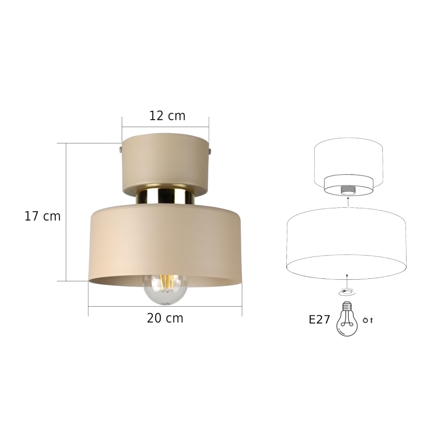 Таванно осветително тяло IGNIA 1xE27/60W/230V бежово/златисто
