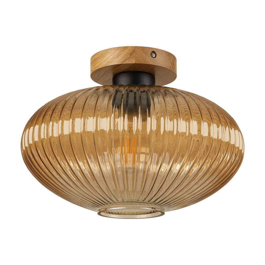 Таванно осветително тяло MILOU WOOD 1xE27/15W/230V дъб/димно бежово Ø 29 см