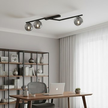 Таванно осветително тяло NATON 3xE14/10W/230V черно/опушено