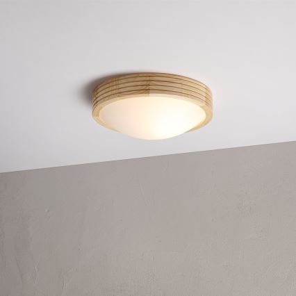 Таванно осветително тяло NATURAL MODERN SLIM 1xE27/15W/230V, Ø 27,5 см, от бор