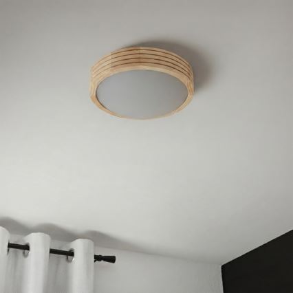 Таванно осветително тяло NATURAL MODERN SLIM 1xE27/15W/230V, Ø 27,5 см, от бор