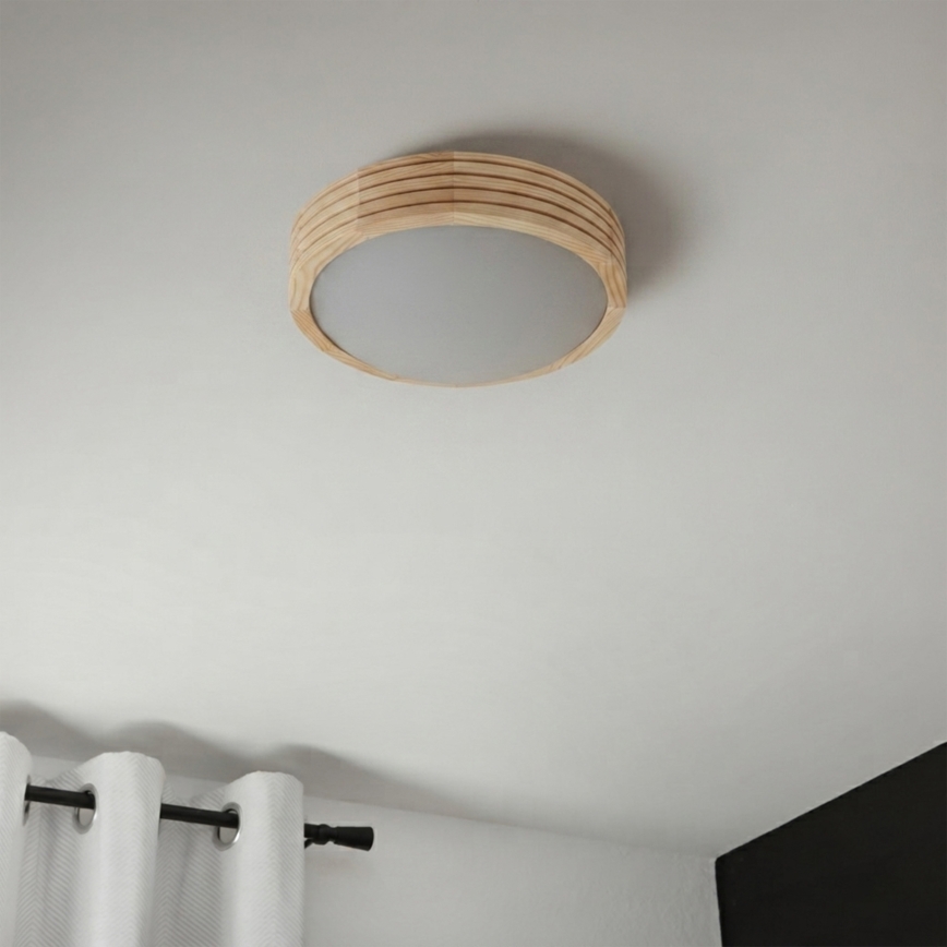 Таванно осветително тяло NATURAL MODERN SLIM 1xE27/15W/230V, Ø 27,5 см, от бор