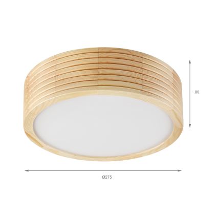 Таванно осветително тяло NATURAL MODERN SLIM 1xE27/15W/230V, Ø 27,5 см, от бор