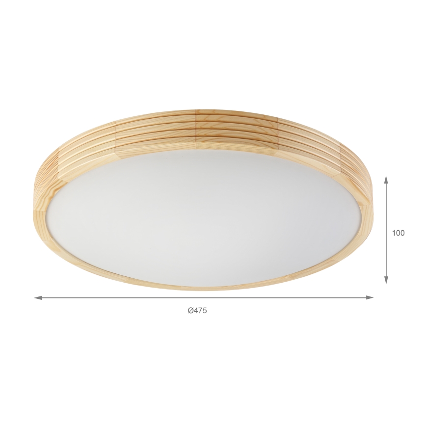 Таванно осветително тяло NATURAL MODERN SLIM 3xE27/15W/230V Ø 47,5 см, в цвят сосна