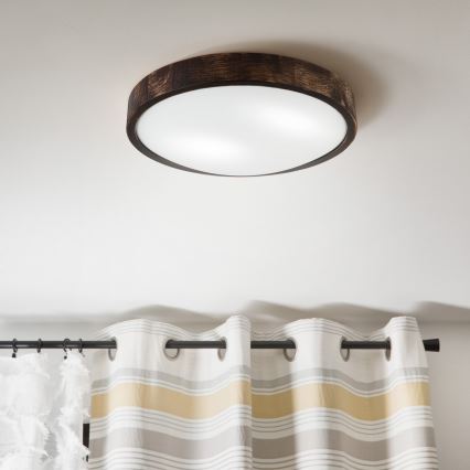 Таванно осветително тяло OAK SLIM 2xE27/15W/230V Ø 37 см дъб/тъмнокафяв