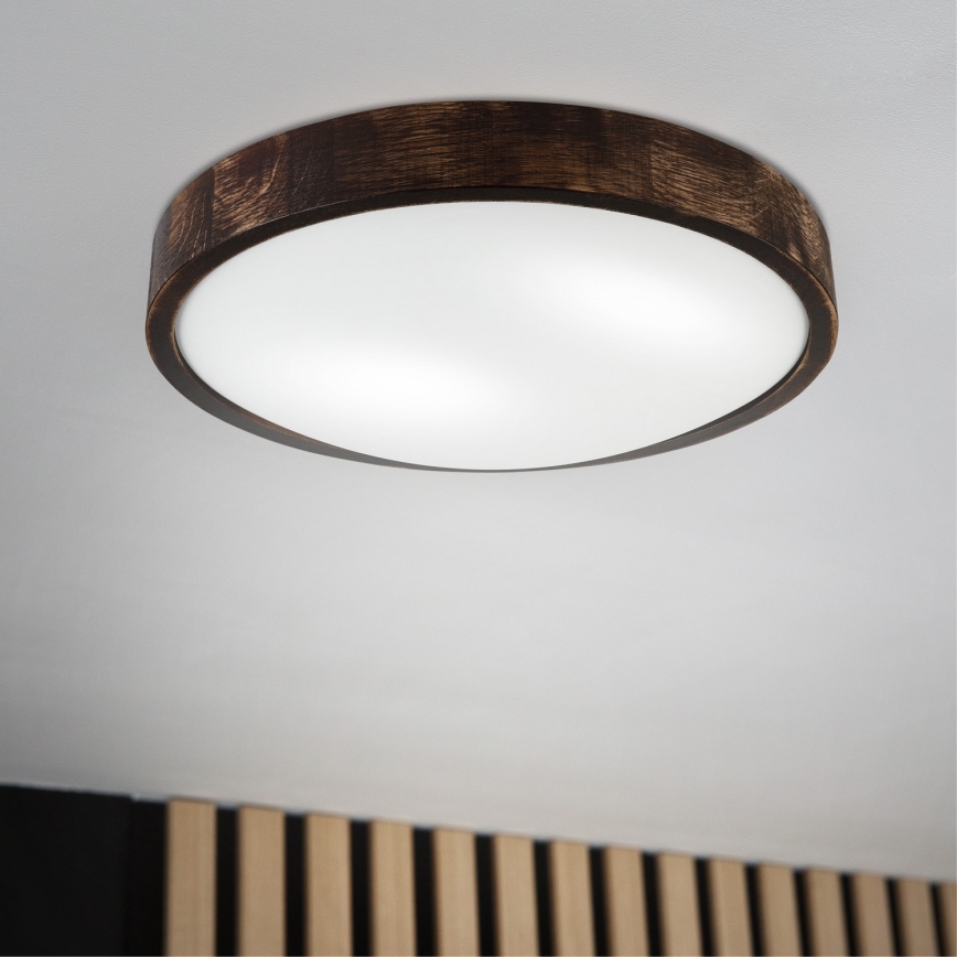 Таванно осветително тяло OAK SLIM 2xE27/15W/230V Ø 37 см дъб/тъмнокафяв