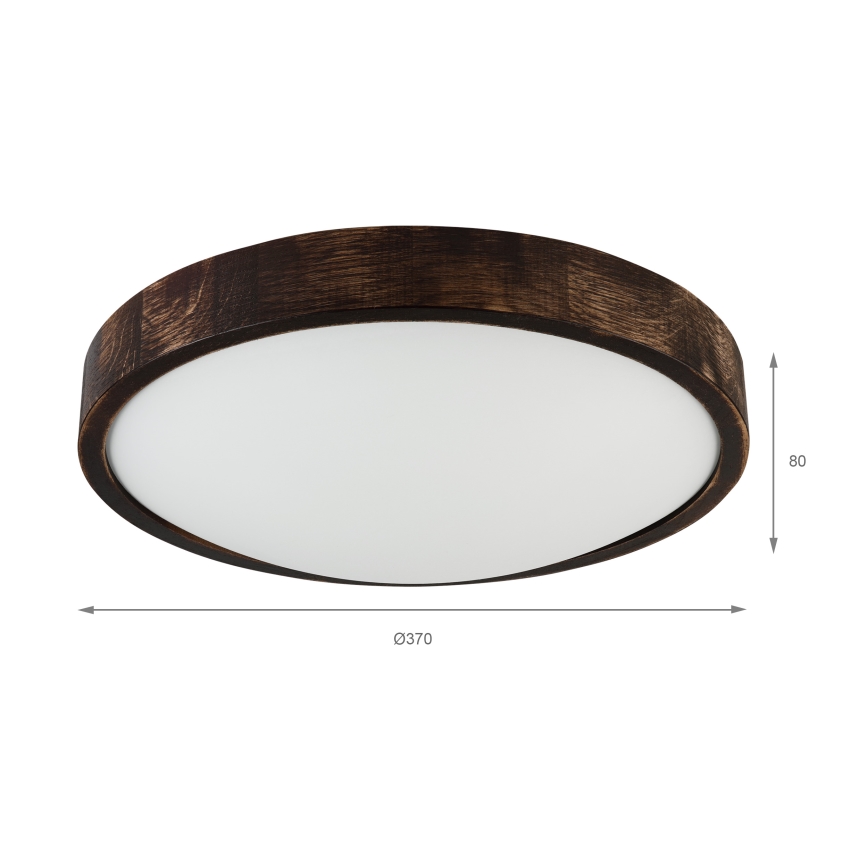 Таванно осветително тяло OAK SLIM 2xE27/15W/230V Ø 37 см дъб/тъмнокафяв