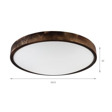 Таванно осветително тяло OAK SLIM 3xE27/15W/230V Ø 47 см дъб/тъмнокафяво