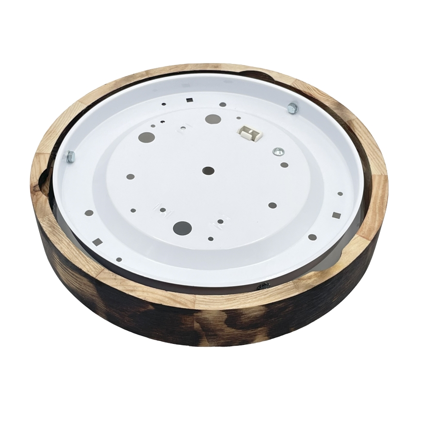 Таванно осветително тяло OAK SMOKY SLIM 1xE27/15W/230V Ø 27 см дъб/тъмно кафяво