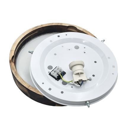 Таванно осветително тяло OAK SMOKY SLIM 1xE27/15W/230V Ø 27 см дъб/тъмно кафяво