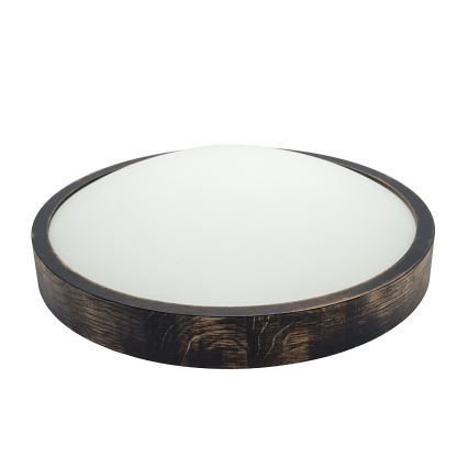 Таванно осветително тяло OAK SMOKY SLIM 2xE27/15W/230V Ø 37 см дъб/тъмно кафяв