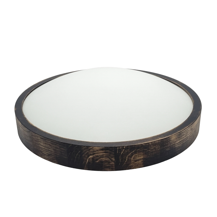 Таванно осветително тяло OAK SMOKY SLIM 2xE27/15W/230V Ø 37 см дъб/тъмно кафяв