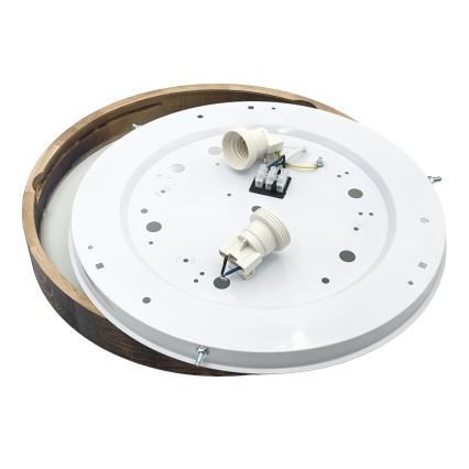 Таванно осветително тяло OAK SMOKY SLIM 2xE27/15W/230V Ø 37 см дъб/тъмно кафяв