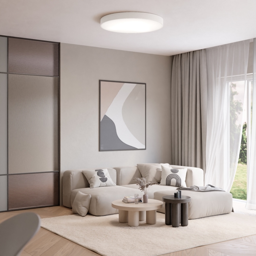 Потолно осветително тяло CLEO със сензор за движение и за здрач, 6xE27/24W/230V, Ø 80 см, бяло