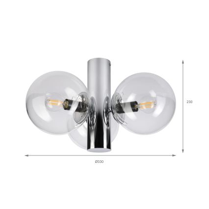 Таванно осветително тяло SFERIO 3xE14/5W/230V, блестящ хром/прозрачно