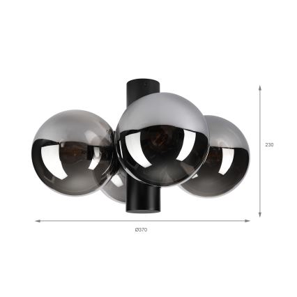 Таванно осветително тяло SFERIO 4xE14/5W/230V черно/димно черно
