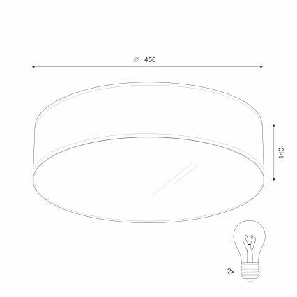 Таванно осветително тяло SIRJA 2xE27/15W/230V, диаметър 45 см, бяло