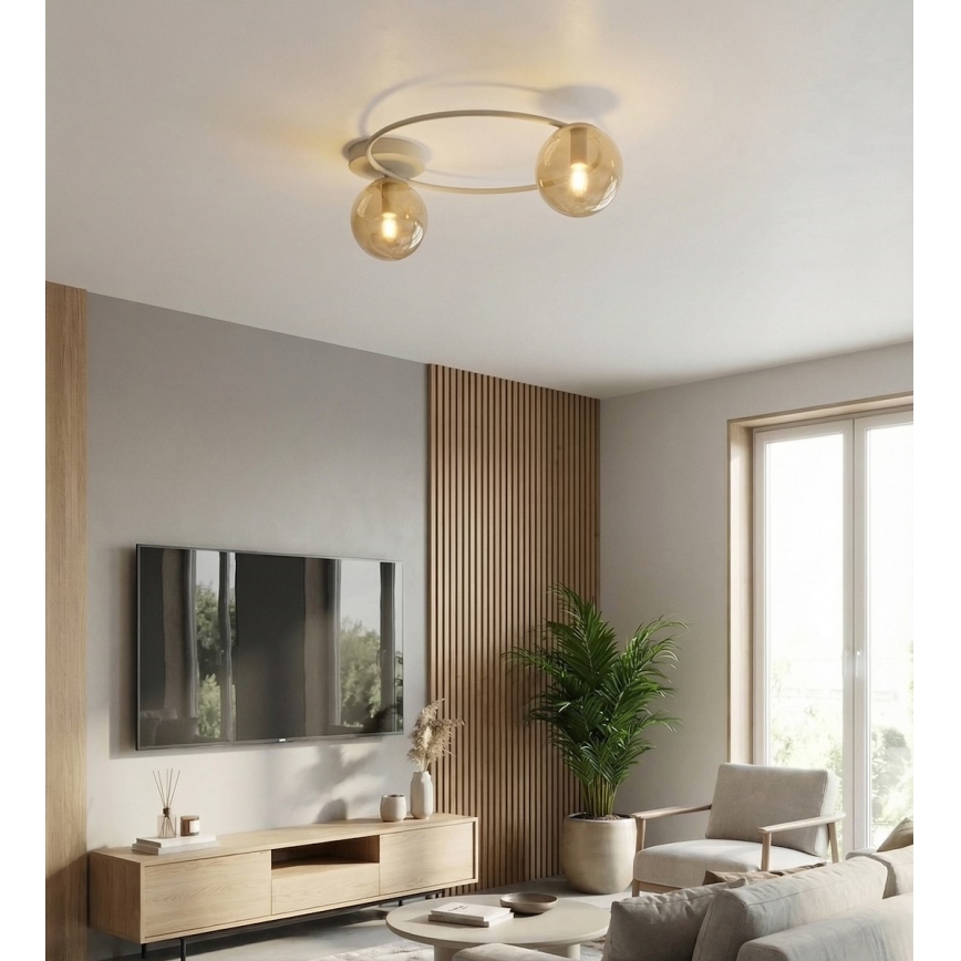 Таванно осветително тяло SOPRA 2xE14/10W/230V бежово/димчато бежово