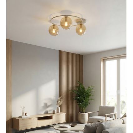 Таванно осветително тяло SOPRA 3xE14/10W/230V бежово/димчато бежово