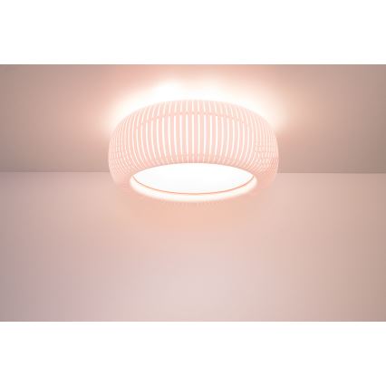 Таванно осветително тяло STRIPES 2xE27/40W/230V Ø 55 см бяло/розово