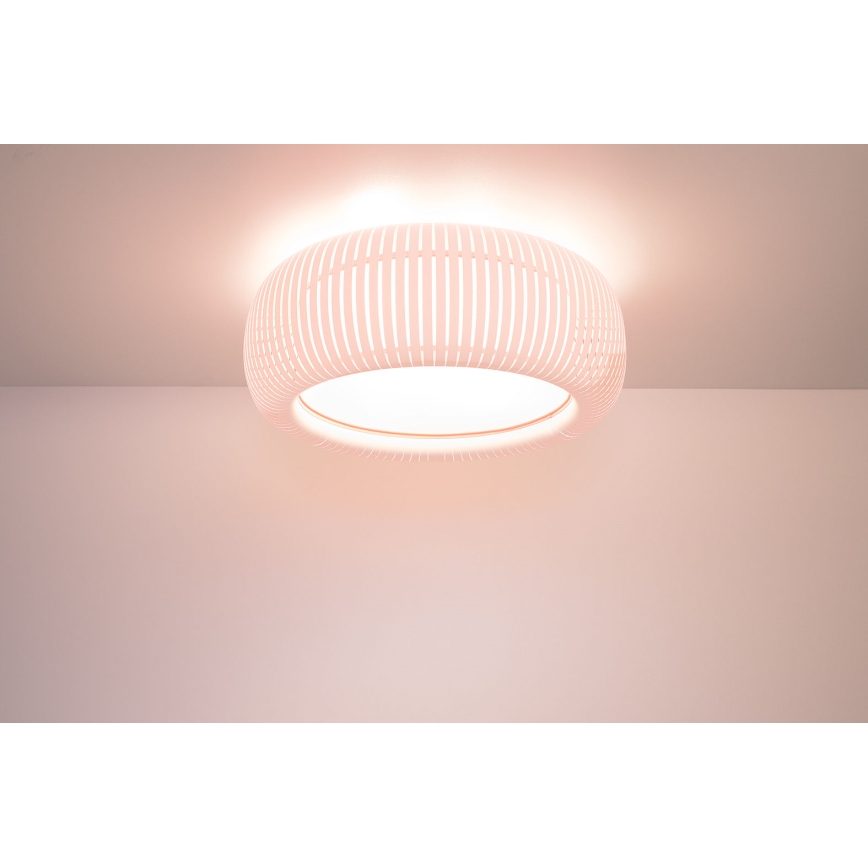 Таванно осветително тяло STRIPES 2xE27/40W/230V Ø 55 см бяло/розово